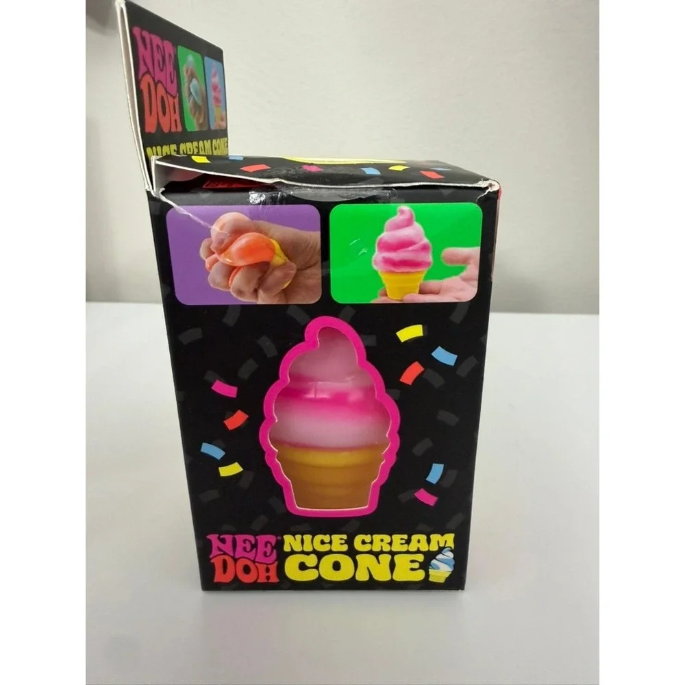 Schylling NeeDoh Nice Cream Cone Toy Kids OS Pink White Yellow Squishy NWT